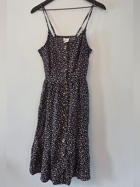 Japna Black & White Floral Print Dress With Pockets